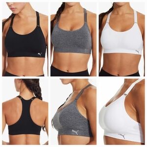 Puma Sports Bra Bundle - Black, Gray, and White
